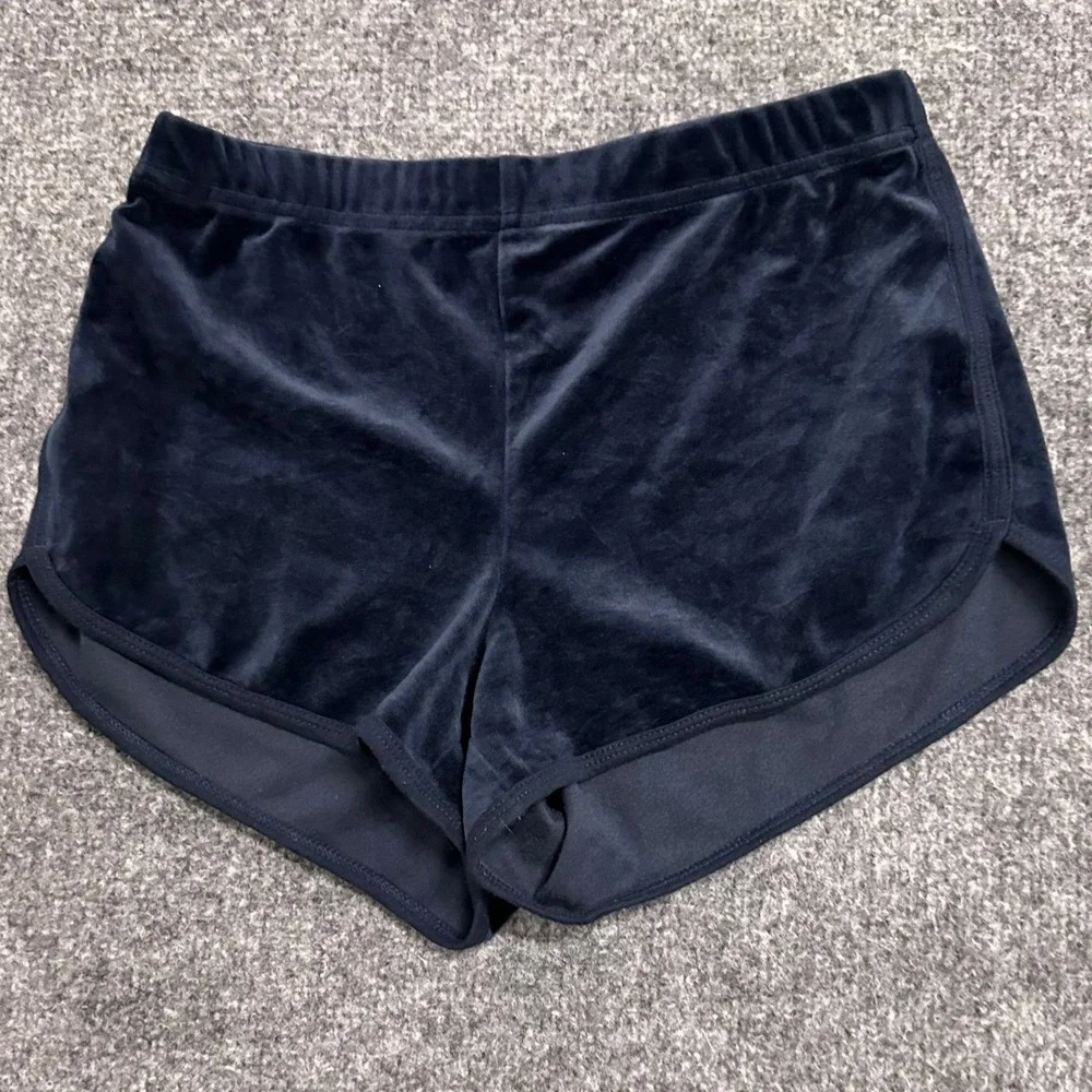 Hollister Shorts Womens Size XS Navy Blue Velvet Lounge Dolphin Hem Casual 49728